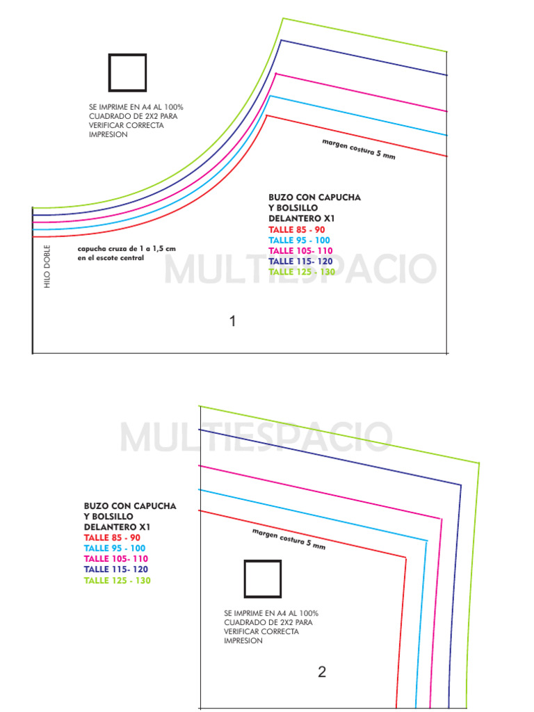 Moldes de Buzo con Capucha y Bolsillo | PDF | Vehículo de motor | Coche