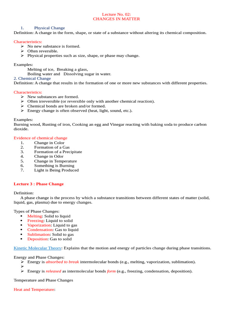 Understanding Physical and Chemical Changes | PDF