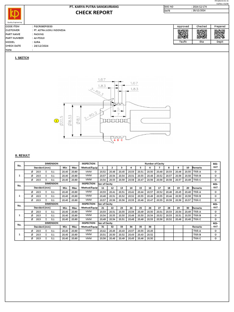 Packing Part Quality Report | PDF