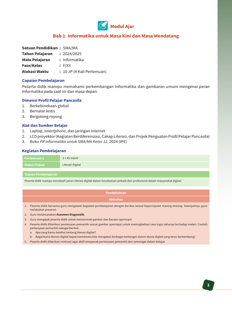 Pembelajaran Informatika SMA Kelas 12 | PDF