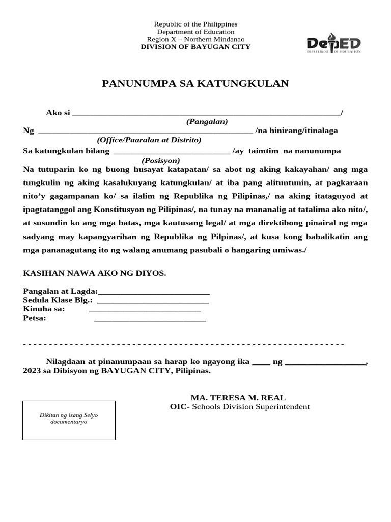 Panunumpa Sa Katungkulan | PDF