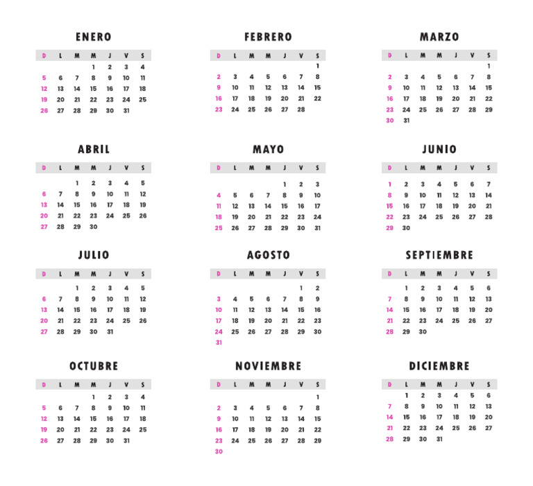 Calendario 2025 Rosa | PDF