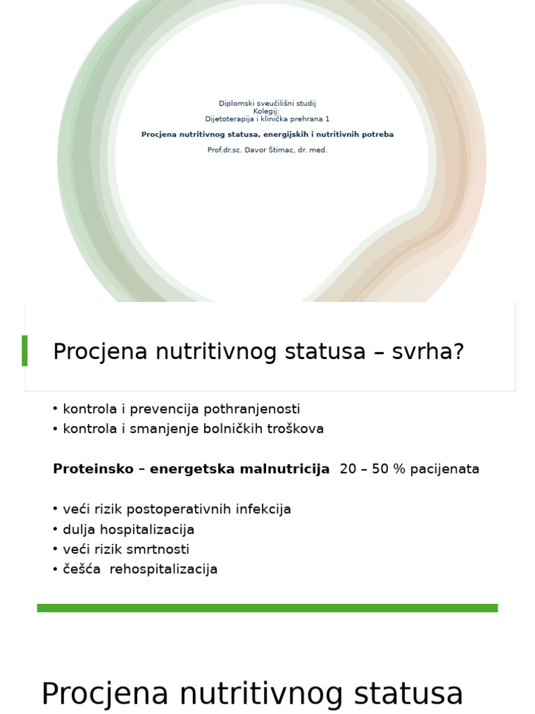 Procjena Nutritivnog Statusa, Energijskih I Nutritivnih Potreba | PDF