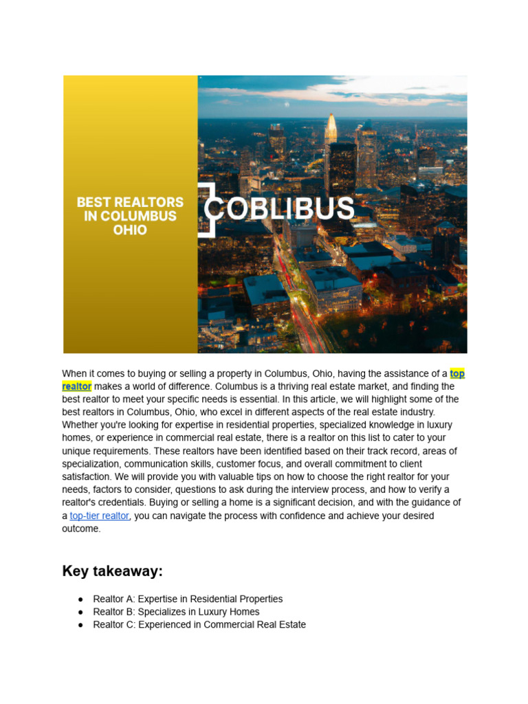 Best Realtors in Columbus Ohio Report 2024 | PDF | Negotiation | Real