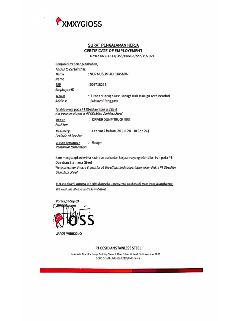 Paklaring Oss | PDF