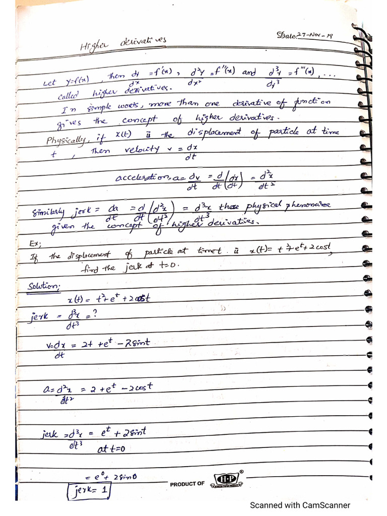 Higher Derivative+ Inderminate Forms (L'Hopital) | PDF