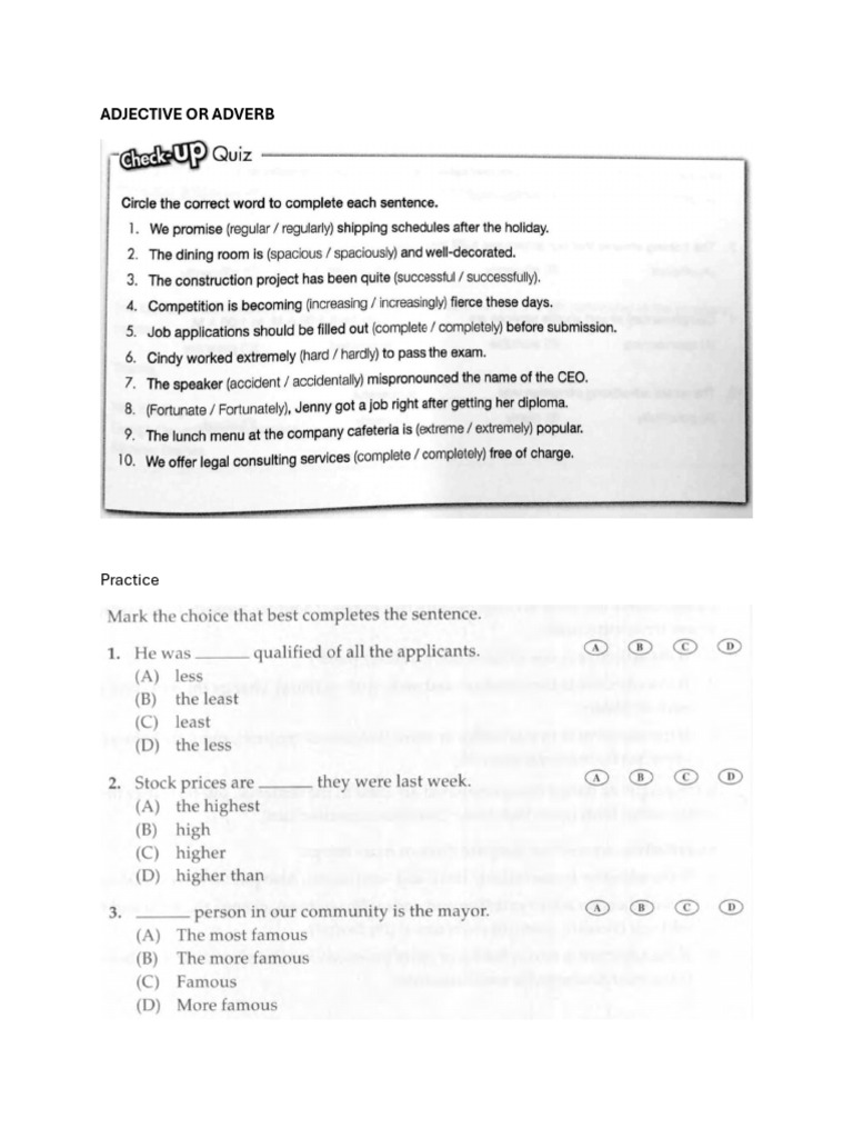 Adjective or Adverb | PDF