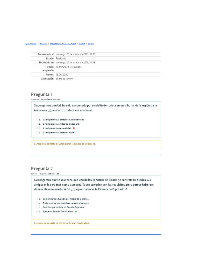 Examen de Derecho Constitucional Chile 2023 | PDF | Constitución ...