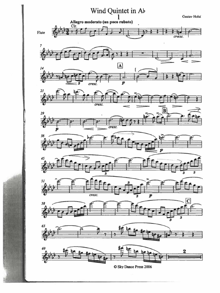 Wind Quintet Holst Flute Clarinet Pdf