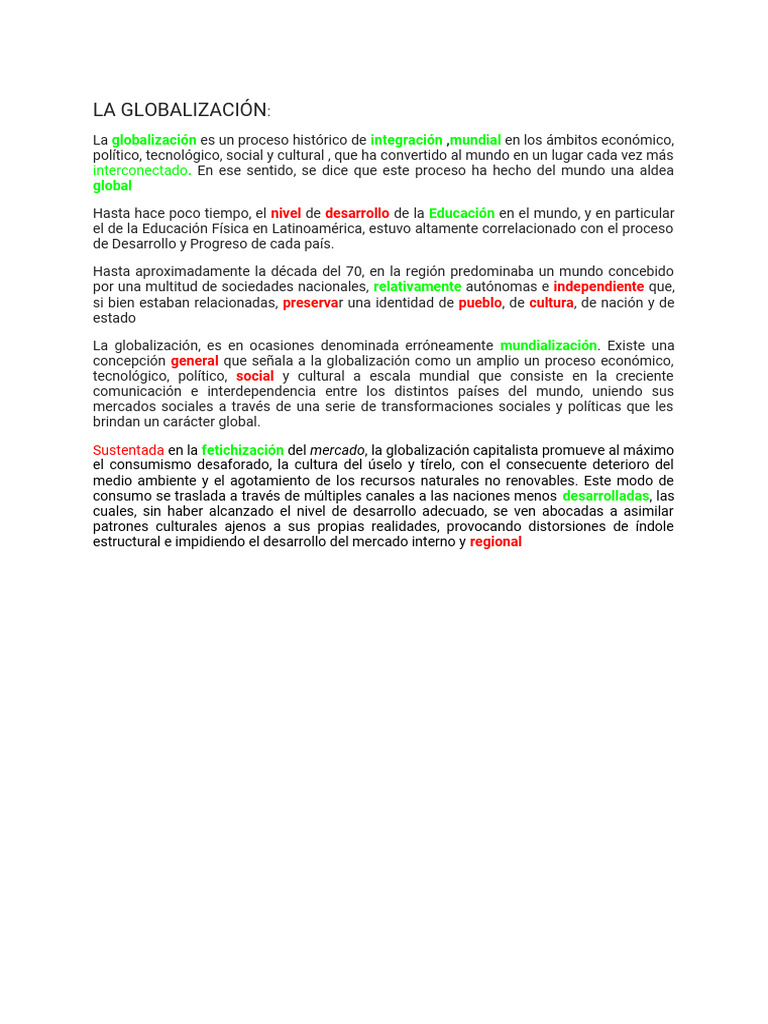 Impacto de la Globalización en Educación y Cultura | PDF