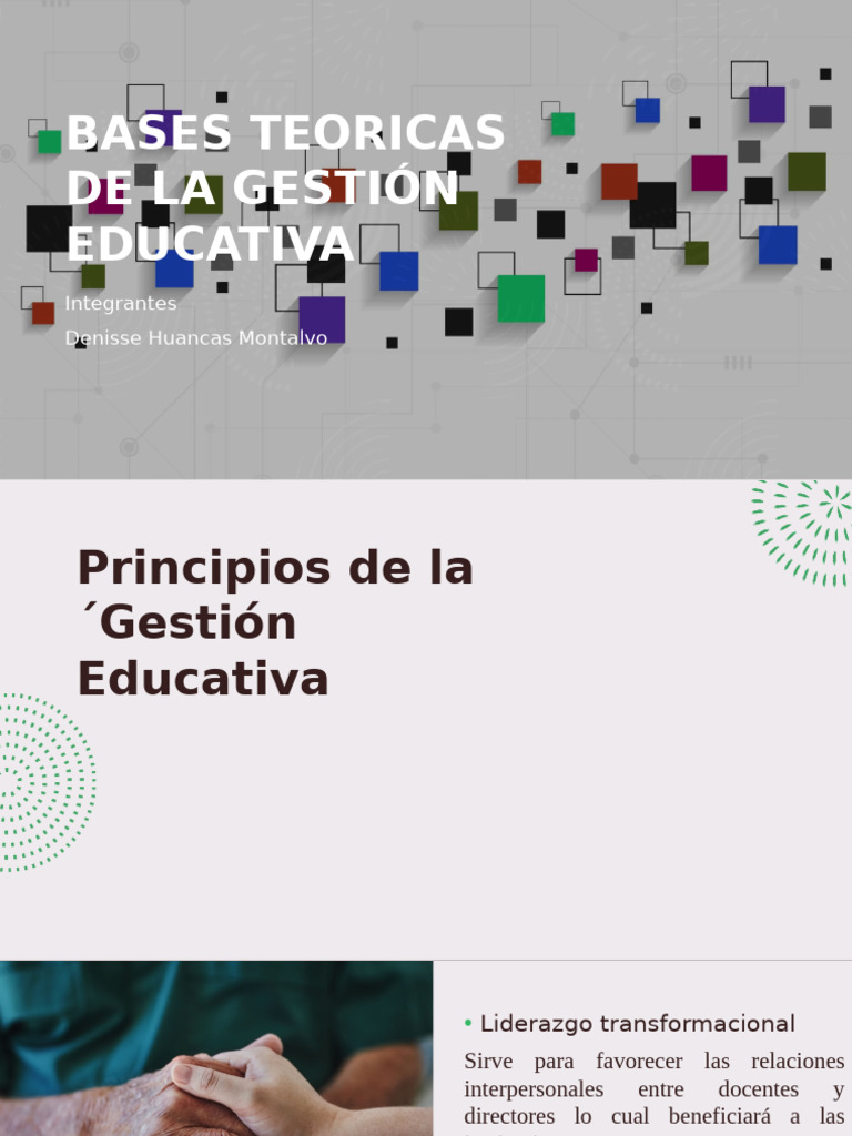 BASES TEORICAS DE LA GESTIÓN EDUCATIVA Expo | PDF | Liderazgo | Evaluación