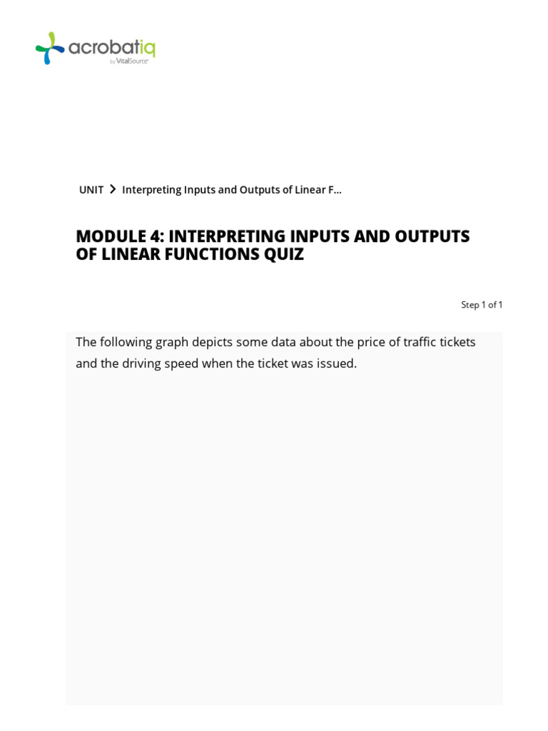 Module 4 - Interpreting Inputs and Outputs of Linear Functions Quiz ...