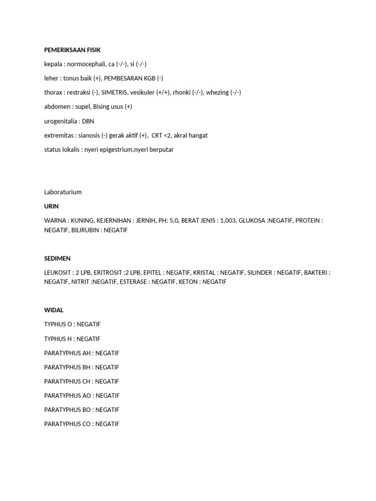 Pemeriksaan Fisik dan Laboratorium Pasien | PDF