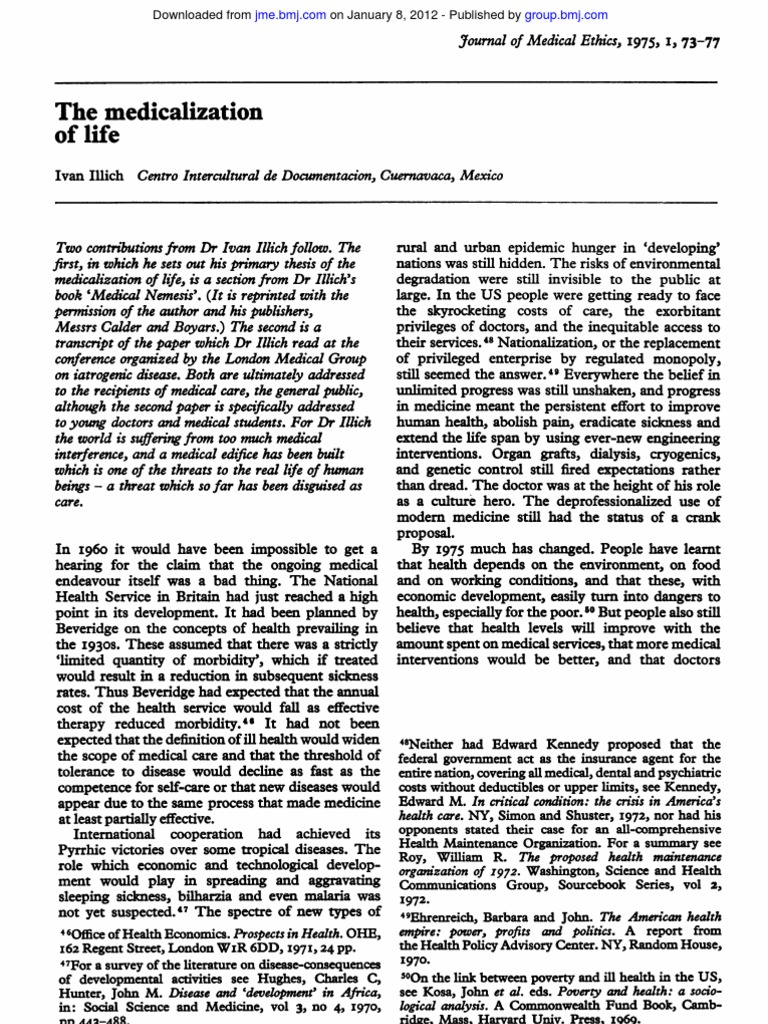 Medicalization of Life Analysis | PDF | Physician | Medicine