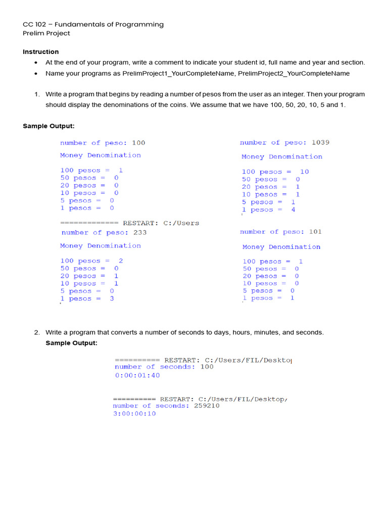 CC 102_PRELIM PROJECT | PDF