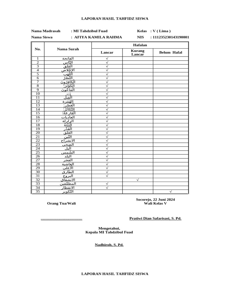 Tahfidz 5 23-24 | PDF