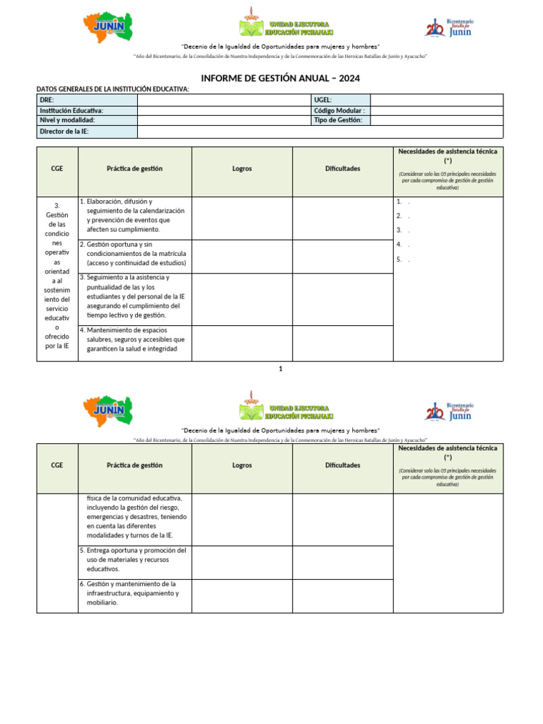Informe de Gestión Anual 2024 Educación | PDF
