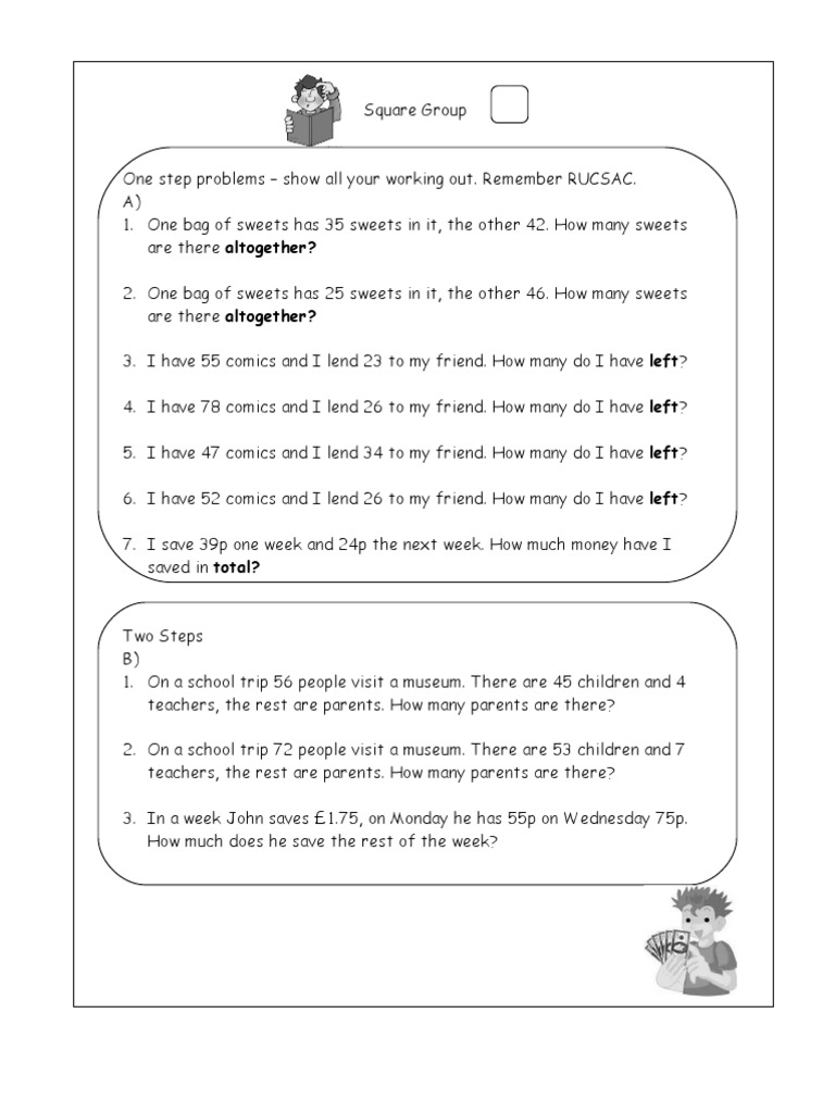 Single and Multi Step Problems PDF Art