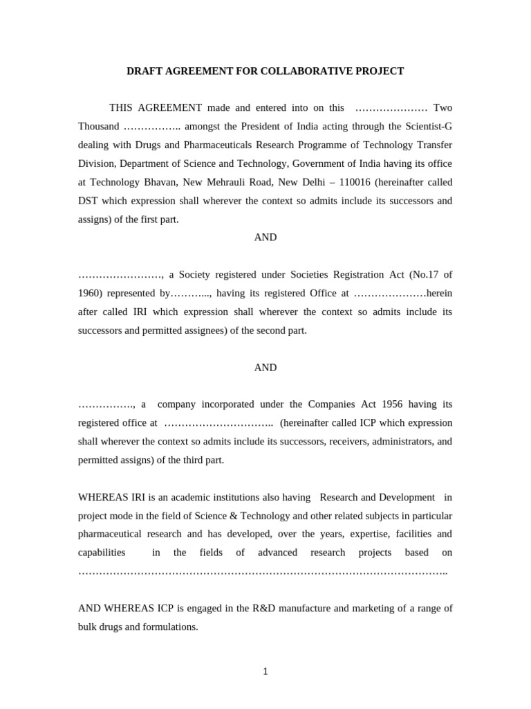 Collaborative Project Agreement for Pharmaceuticals | PDF | Arbitration ...