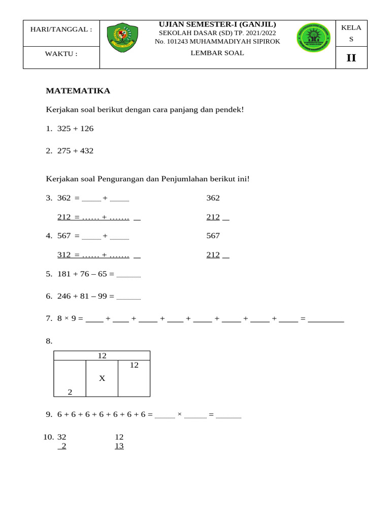 Soal Kelas 2 Matematika Pdf
