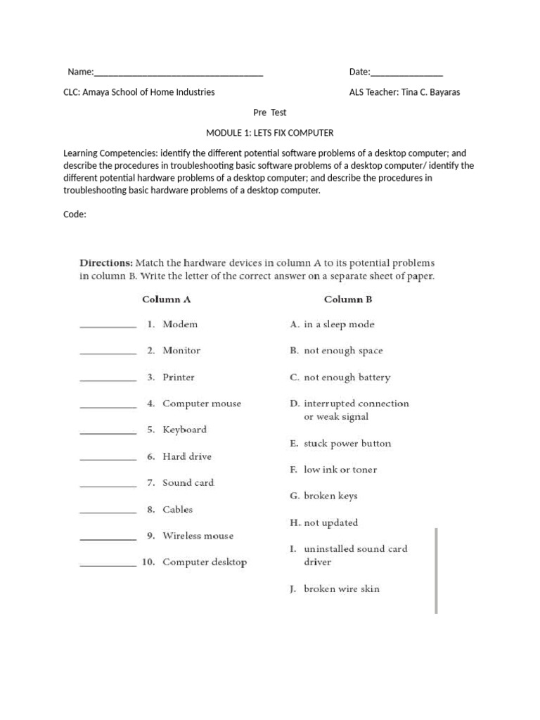 Ls6 mo1 let fix computer pre test pdf