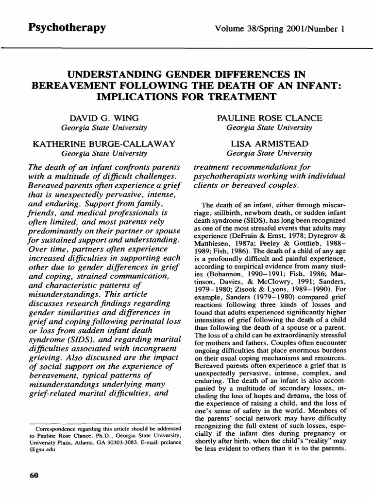 Gender Differences in Infant Loss Grief | PDF | Grief | Human Development