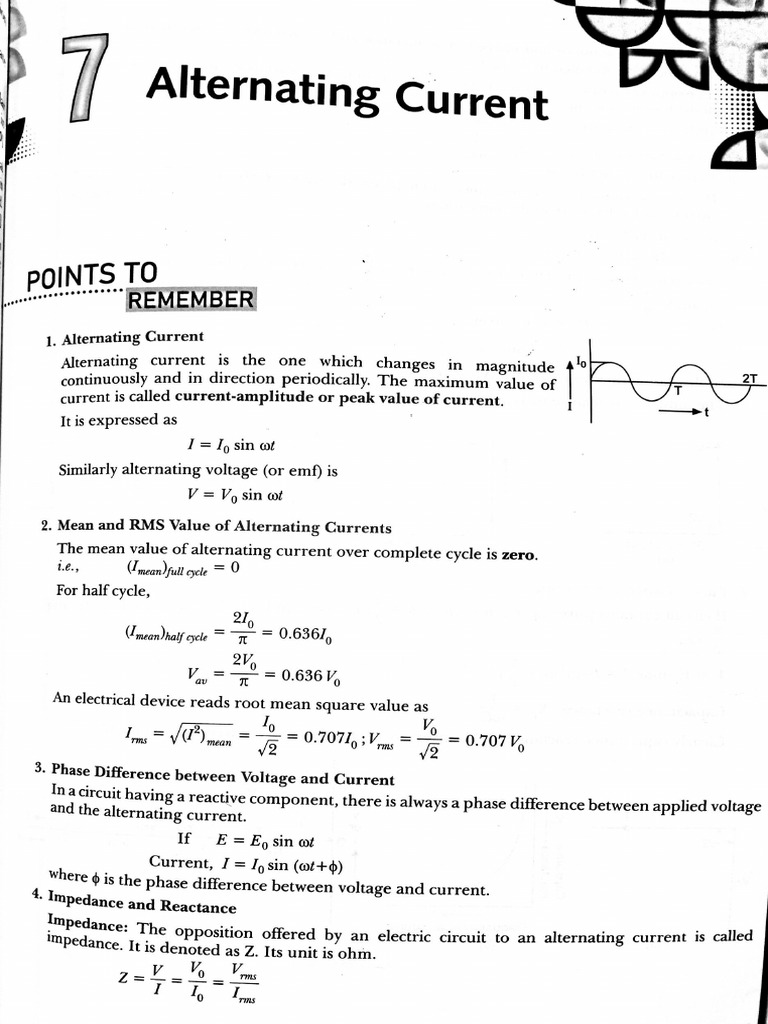 07 Alternating Current 12th Physics | PDF