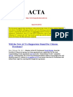 ACTA How To Destroy World Citizens Freedoms On Net