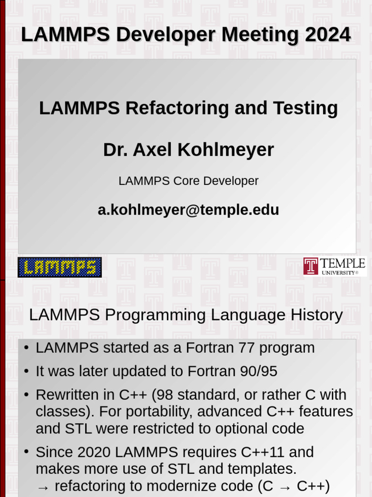 LAMMPS Developer Meeting 2024 Overview | PDF | C++ | Computer Programming