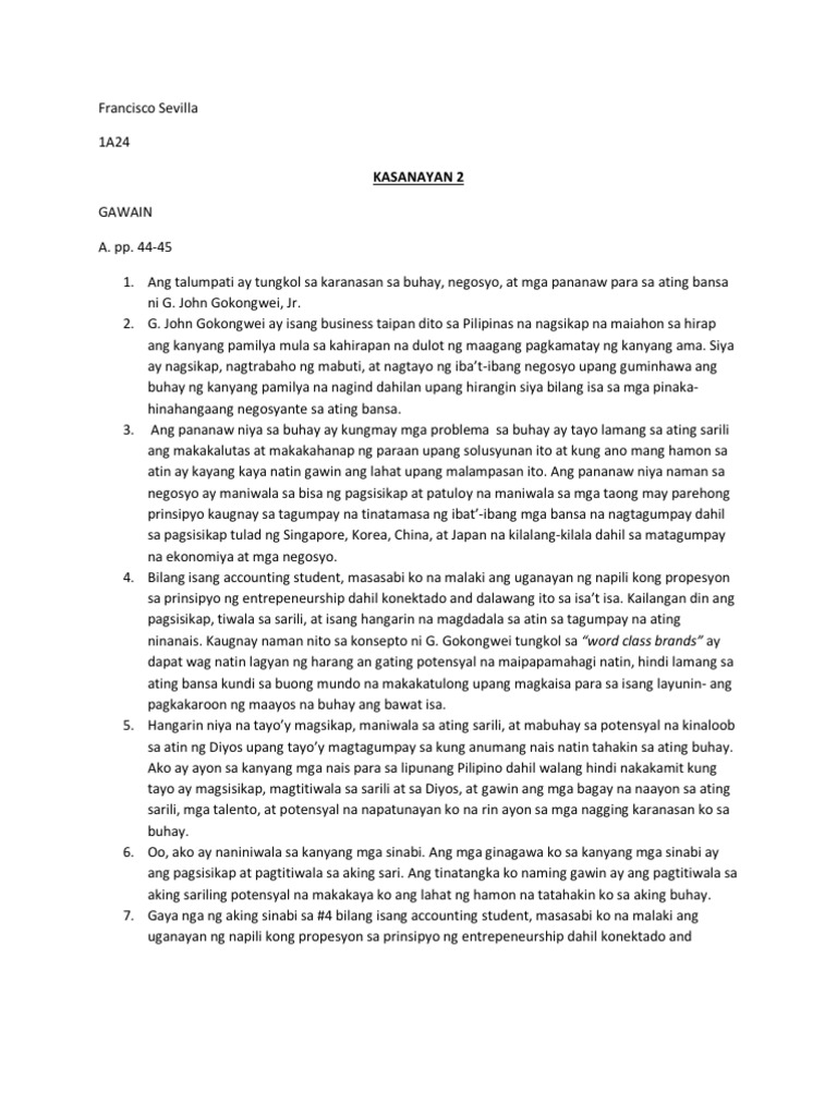 Assignment Sa Filipino | PDF