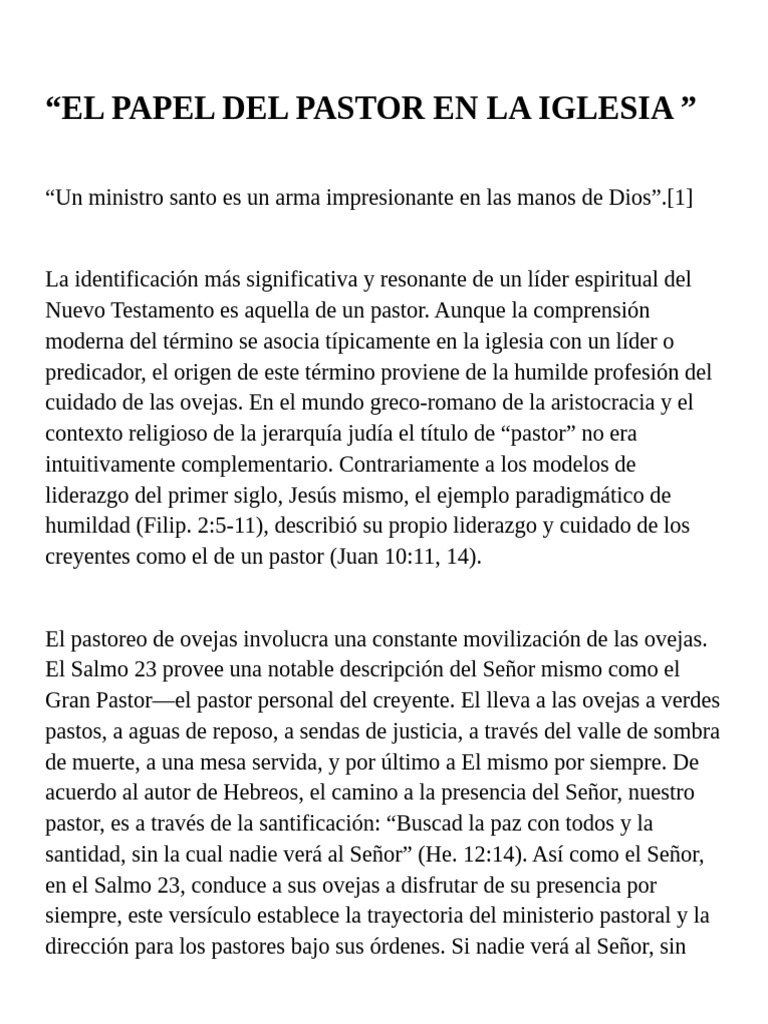 El Papel Del Pastor en La Iglesia | PDF | Santo | Cristo (título)