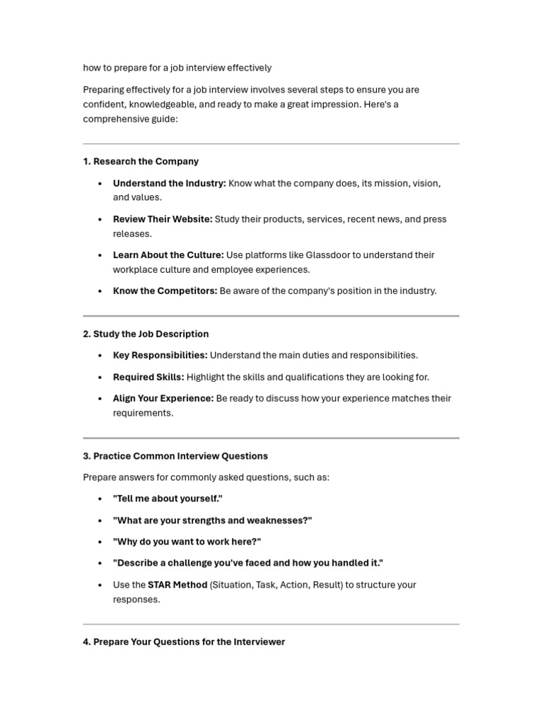 Effective Job Interview Preparation Guide | PDF | Job Interview | Human ...