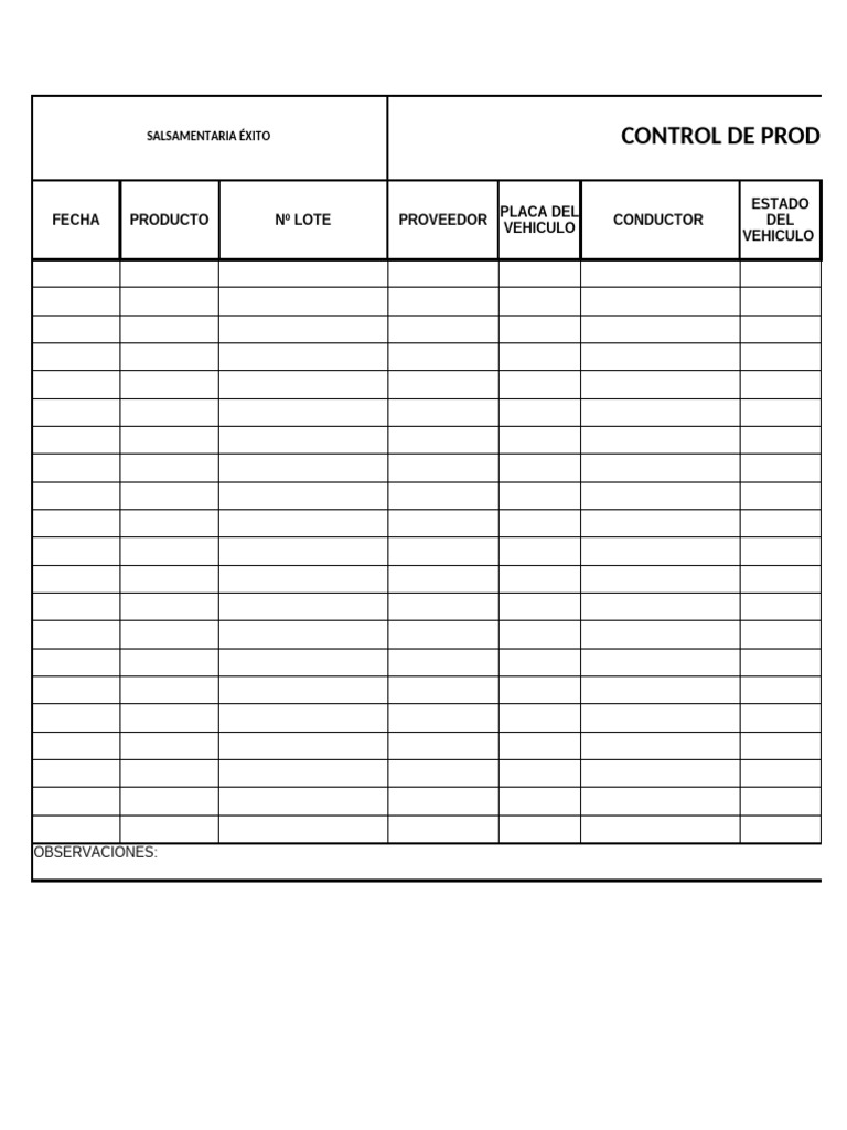 Formato de Recepcion de Productos | PDF