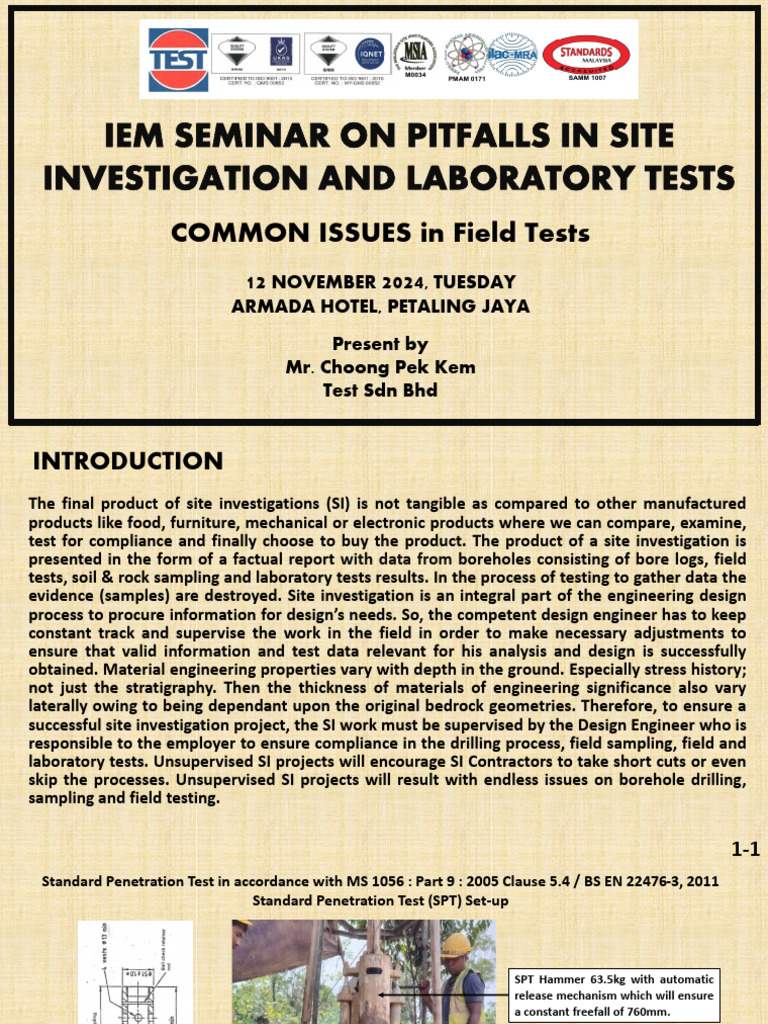 IEM Seminar on Site Investigation Issues | PDF
