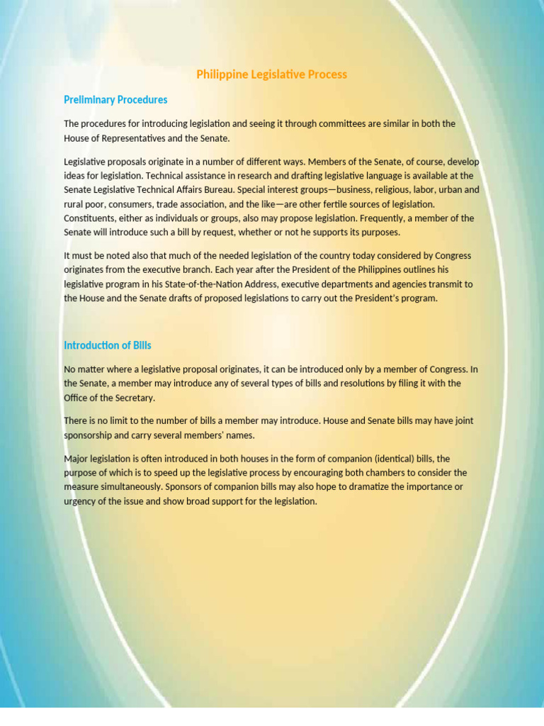 Philippine Legislative Process Handout | PDF | Bill (Law) | United ...