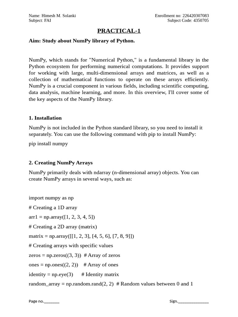 np.eye vs np.identity in NumPy | PDF | Applied Mathematics