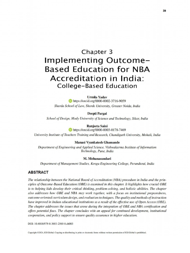 Implementing Outcome Based Education | PDF