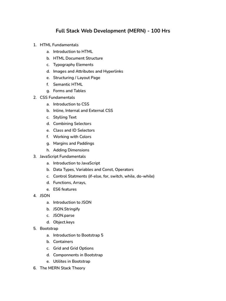Full Stack Web Development (MERN) - 100 Hrs | PDF