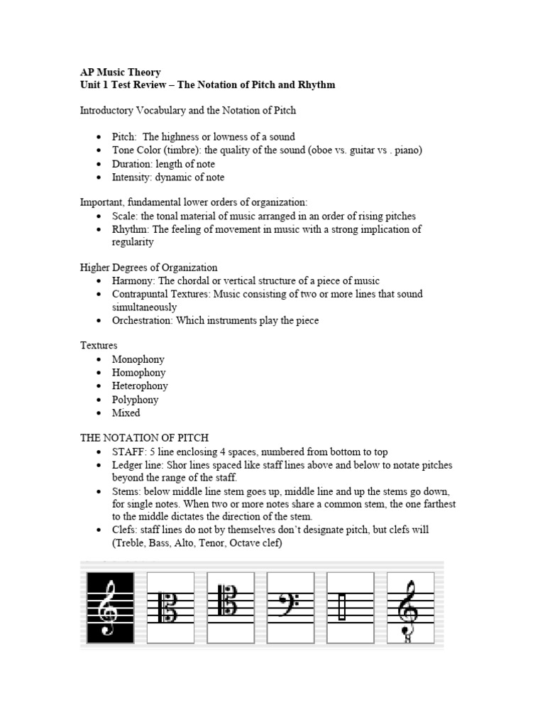 Notation Test Review Sheet | PDF