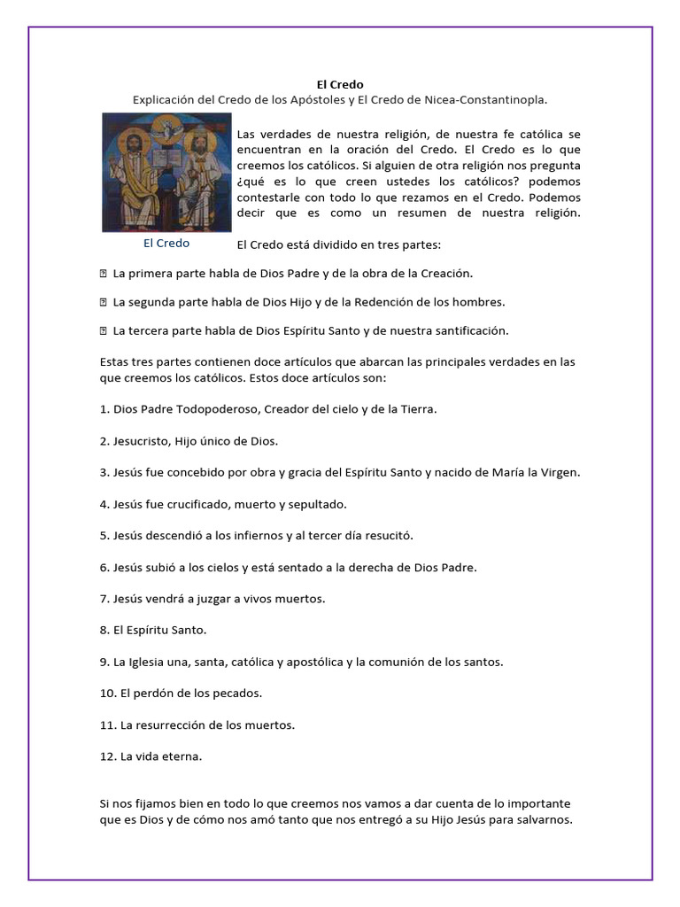 Explicación del Credo Católico | PDF | Credo | eucaristía