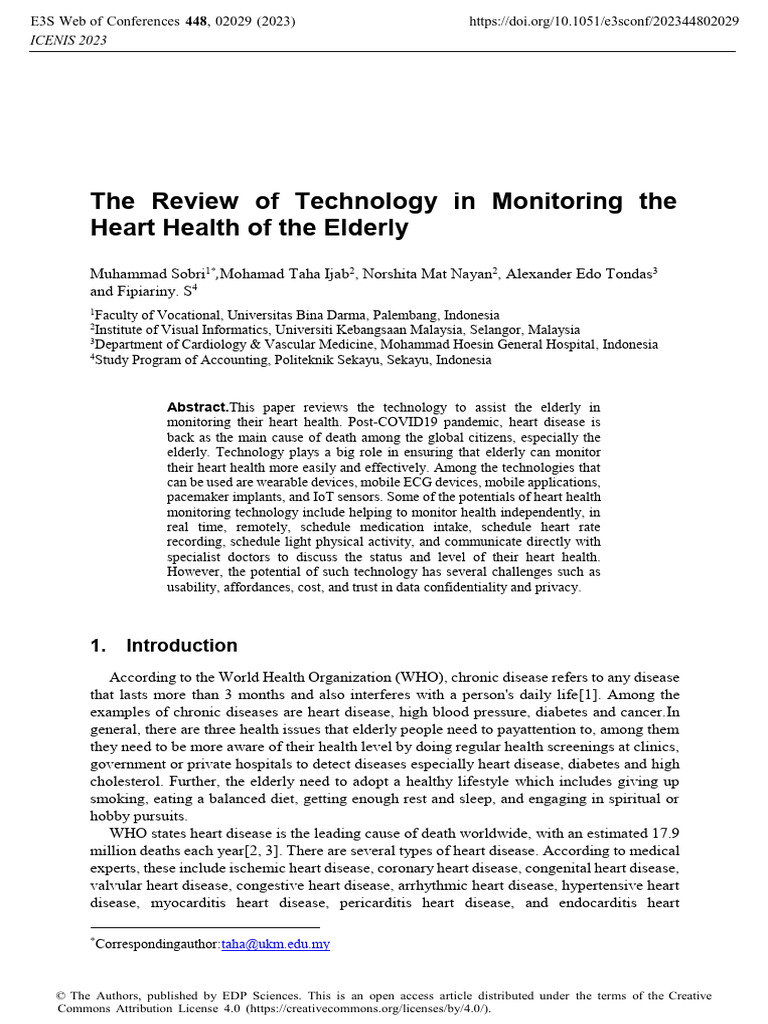 The Review of Technology in Monitoring The Heart H | PDF | Coronary ...
