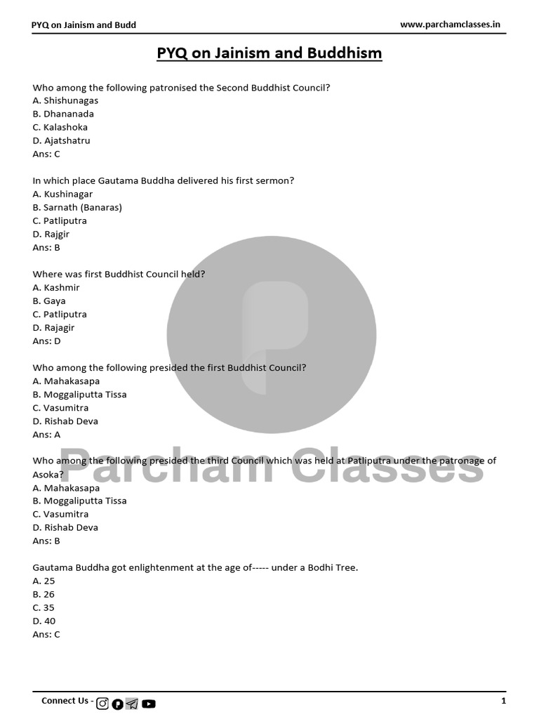 UPSC PYQs on Jainism and Buddhism | PDF | Sutra | Eastern Philosophy