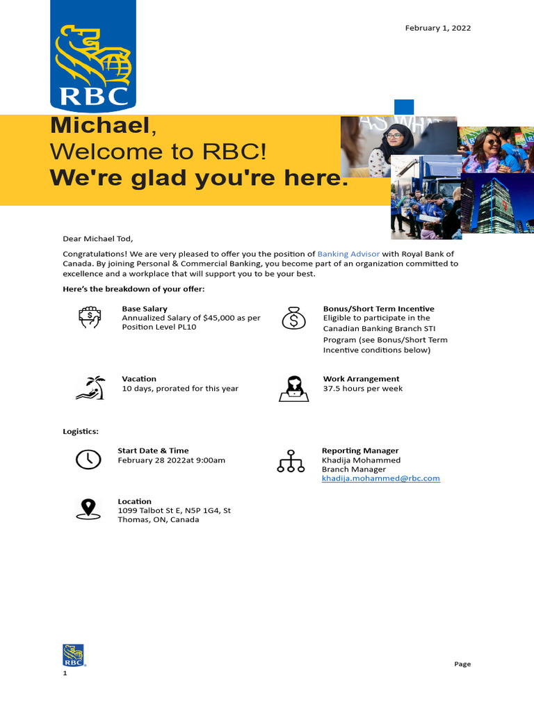 Tod,, Michael, Offer Letter | PDF | Employment