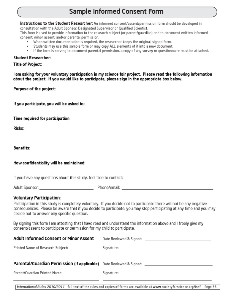 Sample Informed Consent Form Template | PDF | Wellness
