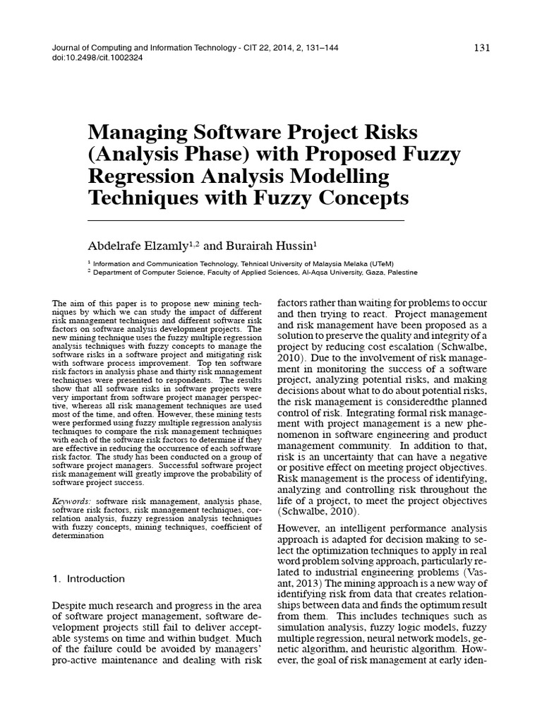 Fuzzy Regression for Software Risk Management | PDF | Risk Management ...