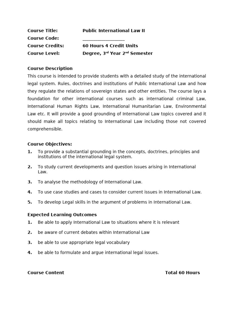 Public International Law II Outline | PDF | International Law ...