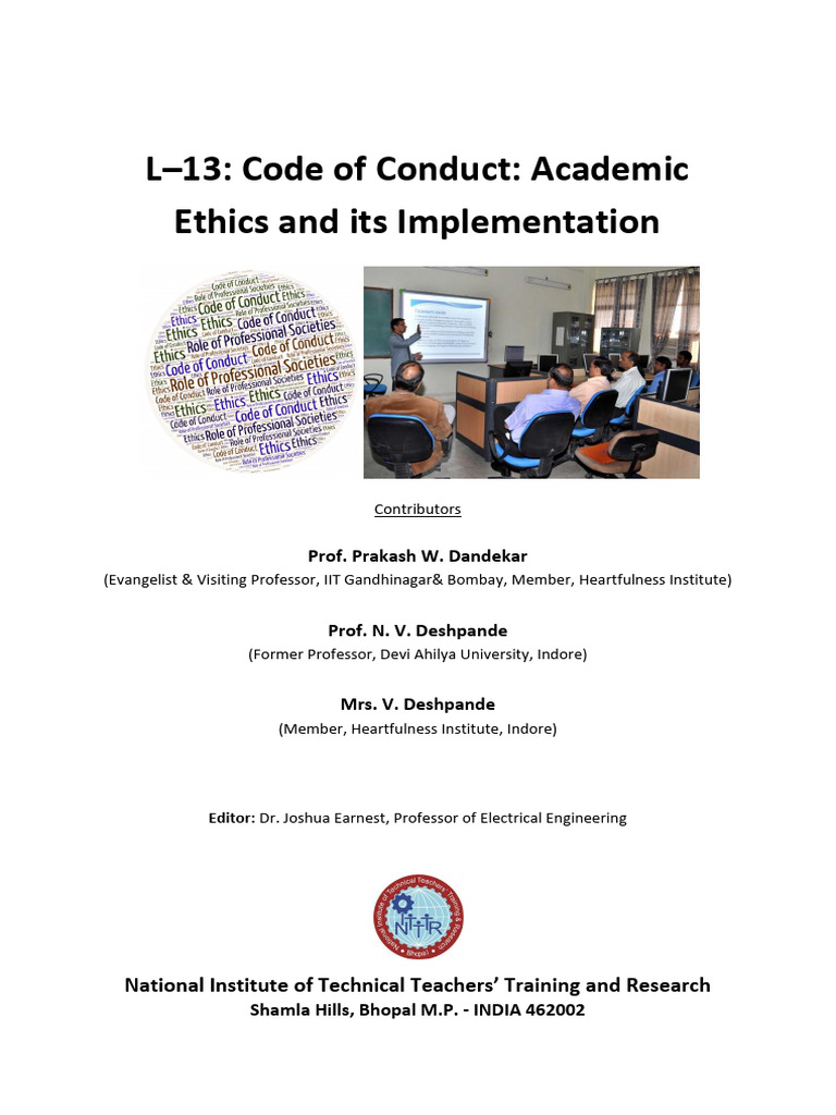 L13 M2 Code of Conduct - Acadamic Ethics and Its Implementation | PDF ...