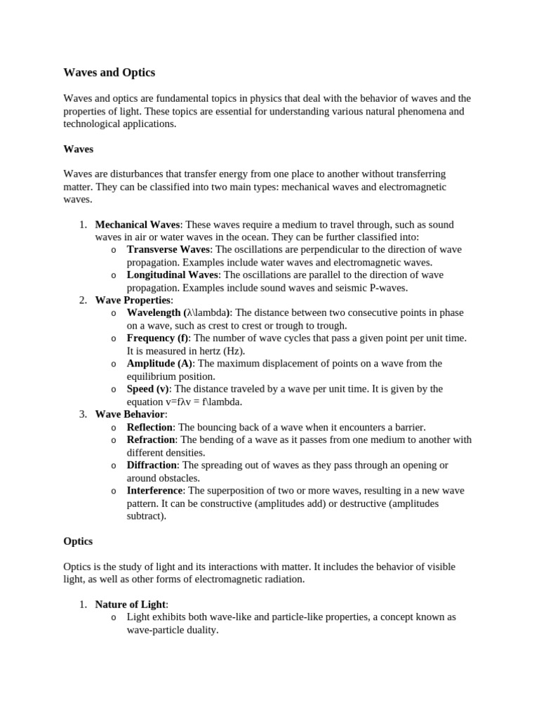 Waves and Optics | PDF | Waves | Optics