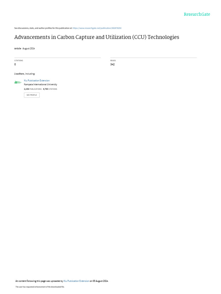 Advancements in Carbon Capture and Utilization Ccu Technologies | PDF ...