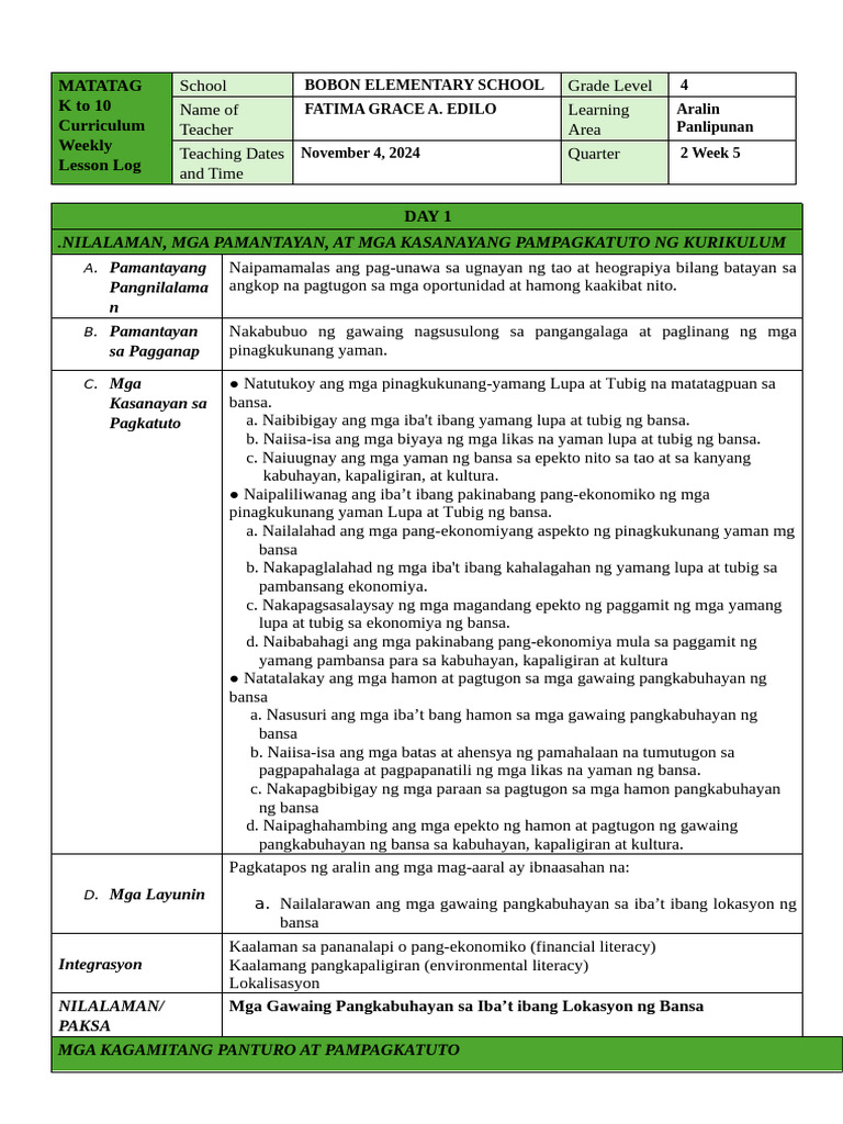 Q2 - LP - AP - Week 3 (Day 1) | PDF